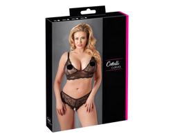 Cottelli Plus Size - čipkovaná podprsenka set (čierna)