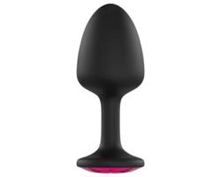 Dorcel Geisha Plug Ruby L - análna hračka s ružovým kameňom (čierna)