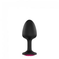 Dorcel Geisha Plug Ruby L - ružové análne dildo s kameňmi (čierne)