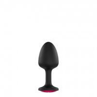 Dorcel Geisha Plug Ruby M - ružové análne dildo s kameňmi (čierne)
