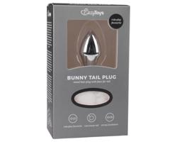 Easytoys Bunny NO1 - kovový análny kolík s králičím chvostíkom (strieborný-biely)