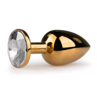 Easytoys Metal No.1 - biele kamenné análne dildo - zlaté (2,5 cm)