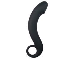 EasyToys zahnuté dildo - silikónové análne (čierne)