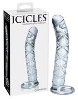 Icicles No. 60 - sklenené dildo so sieťovaným penisom (priesvitné)