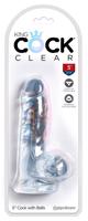 King Cock Clear 5 - malé dildo s semenníkmi (13 cm)