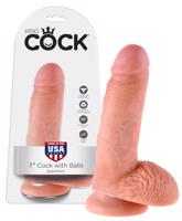 King Cock dildo so semenníkmi (18 cm) - prírodná farba