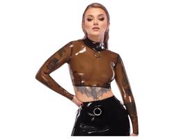 LATEX - priesvitný latexový top (priesvitno-čierny) - S-L