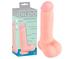 Lekársky - rovný lekársky silikónový dildó (20 cm) - prirodzený
