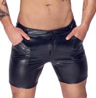 Noir Handmade H068 Mid-Length Shorts of Snake Wetlook with Back Pockets - L