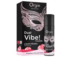 Orgie Dual Vibe - unisex tekutý vibrátor - Jahoda - Gin Tonic (15ml)