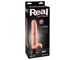Real Feel Deluxe č.7 - realistický vibrátor s varlatami (prírodný)