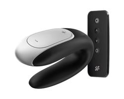 Satisfyer Double Fun - inteligentný, vodotesný partnerský vibrátor (čierny)
