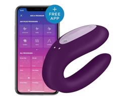 Satisfyer Double Joy - inteligentný, vodotesný párový vibrátor (fialový)
