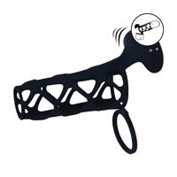 Vibrating Cage Silicone Cock Sleeve and Ball Ring - Black