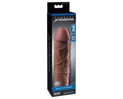 X-TENSION Mega 2 - realistický návlek na penis (20,3 cm) - tmavá prírodná